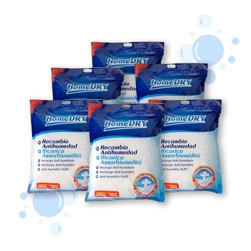 Pack de 6 Recambios Antihumedad de 1000g para Deshumificado, Eliminador de Condensación - Elimina Malos Olores, Antimoho para Armarios, Cajones, Habitaciones