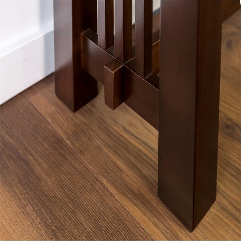 Walker Edison 3 Person Wood Dining Bench Armless Kitchen Table Set Dining Chairs, 60 Inch, Brown