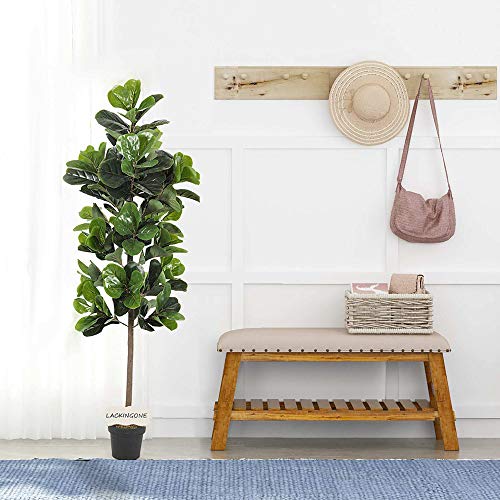 image for LACKINGONE 4ft Faux Fiddle Leaf Fig Tree Artificial, Fake Plant Tree F