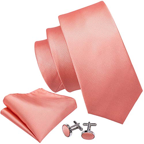Image of Barry.Wang Plaid Ties Check Mens Necktie Set with Handkerchief Cufflinks Classic Stripe