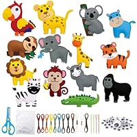 14 Stück Nähset für Kinder,DIY Nähset Kinder Tierformen ab 6 Jahre,Filztier mit gefüllter Baumwolle und Fäden,Tierformen Filz Bastelset,Für Nähanfänger DIY niedlichen Filz Tasche Set