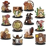 Colingmill 12 Pcs Western Centerpieces Wild West Party Decorations 3.94 Inches Christmas Western Wooden Centerpieces for Tables for Party Decorations Birthday Baby Shower(Brown,Cowboy)