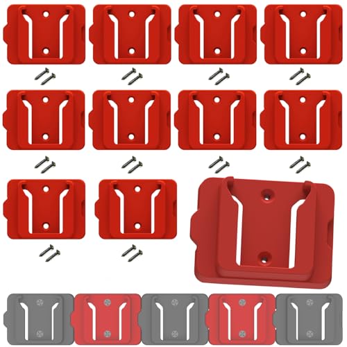 Gijok Battery Holder for Milwaukee 18 18V Battery (No Battery) 10Packs Wall Mount Batteries Storage for Wall Work Van Shelf Toolbox