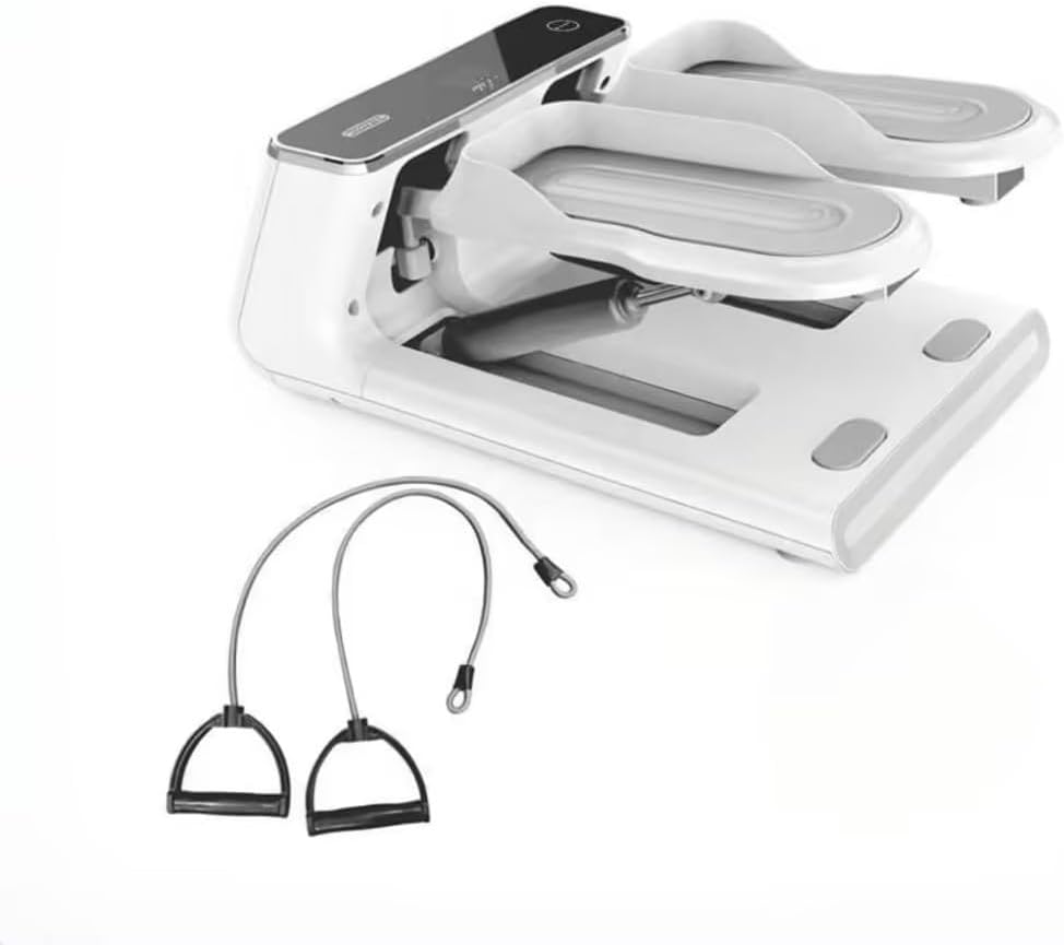 Steppers for Exercise at Home, Mini Stair Stepper with Resistance Bands, Portable Under Desk Stepper Workout Step Machine 300 lbs Weight Capacity White