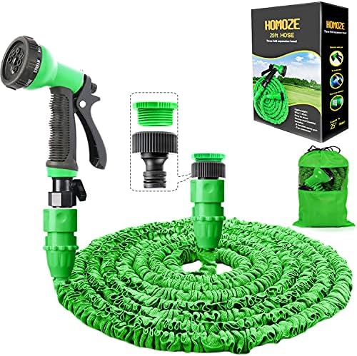 Garden Hose Pipe 100 FT Expandable Garden Hose with 3/4", 1/2" Fittings, Anti-Leakage - Flexible Expanding Hose with 8 Function Spray Nozzle(100FT, Black)