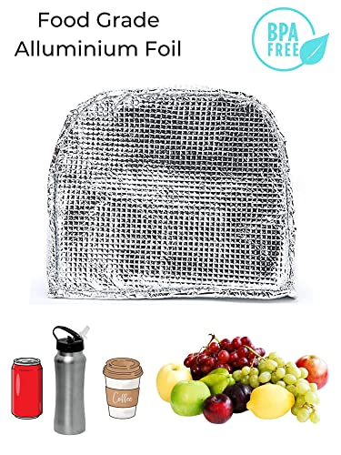 Image of Aavjo Insulated Waterproof Lunch Bag Women Girls, Reusable Cute Tote Lunch Box for Adult & Kids, Leakproof Cooler Lunch Bags for Work Office Travel School Picnic (Grey Flower)
