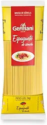 Macarrão Espaguete Sem Ovos Germani 1Kg, Germani Alimentos, Massa Espaguete De Sêmola Sem Ovos Pasta Spaghetti Senza Uova, Amarelo, Melhor Sabor Da Massa Mais Tradicional, Receita Caseira Desde 1892