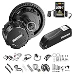 Moteur Central TSDZ16 48V 1000W Kit Conversion Vélo Électrique avec 48V20Ah Batterie et Écran SWM58 LCD, Capteur Couple Intégré Précis, Plateau 46T Acier, pour Boîtier Pédalier 68-73mm VTT MTB