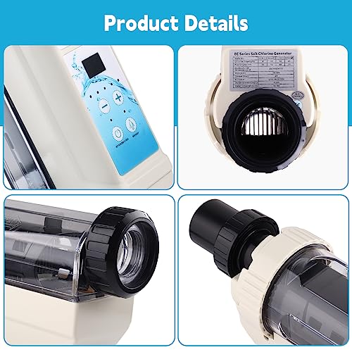 Upgrade Ec20 20g / H Salt Cell Electrolysis Salt Chlorinator Device,Replacement for 520555 IntelliChlor IC40 Salt Chlorination and W3AQR9 AquaRite Salt Water Chlorination- 10 Year Warranty