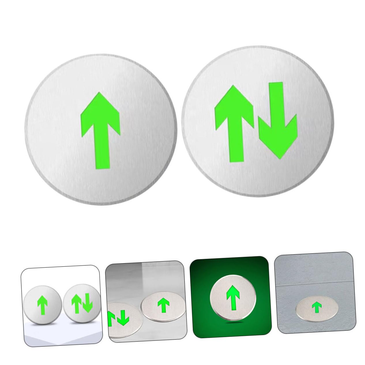 Balacoo Stainless Steel Arrow Safety Sign Glowing Floor Exit Sign Stairs One-way/Night Illumination