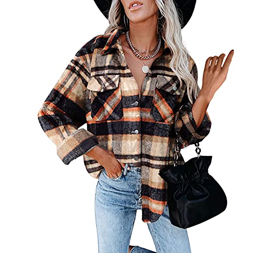 Zldhxyf Dames Shirt Flanel Plaid Jas Lange Mouw Herfst Winter Warm Plaid Top Mode Klassiek Shirt Blouse Shirt Oversize Overgangsjas Lange Shirt Geruit Patroon Blouse - Image 3