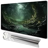 MTG Playmat Size 24x14in Free Storage Bags Non-Slip Backing Printing, Ideal for Card Game Enthusiasts TCG Playmat (Forest Fantasy,No with Zone)