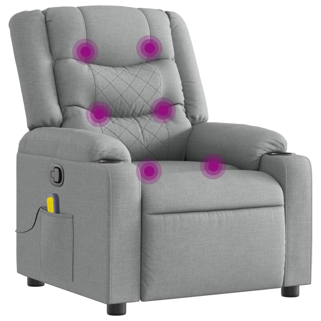 Fauteuil inclinable de massage en tissu gris clair vidaXL pour salon