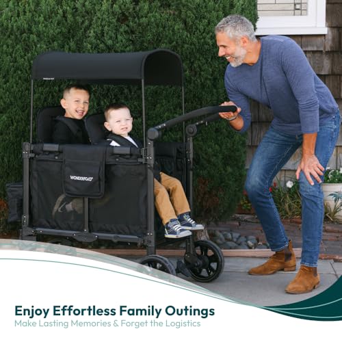Image of WonderFold W2 Elite Pro Stroller Wagon, Aluminum Frame, 4 Seater, Gray