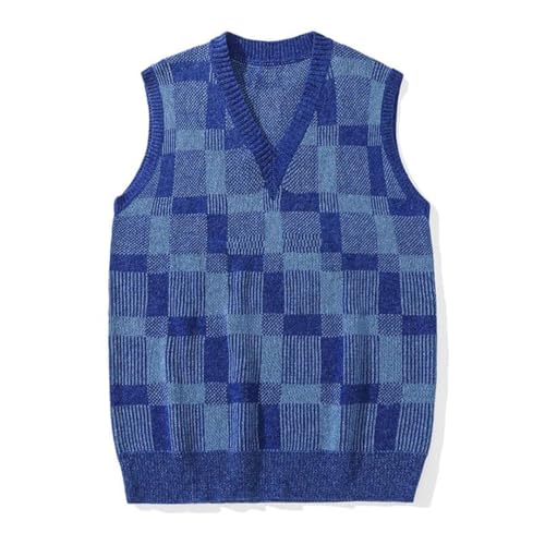 Men Vest Undershirt Knit Sweater Outside Wear V-Neck Loose Sleeveless Sweater Knitted Sweater4