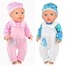 K.T.Fancy 2 Set 14-16 Inch Doll Clothes Outfits Casual Wear Pjs for 43cm New Born Baby Doll Clothes, 15 Inch Bitty Baby Doll Clothes