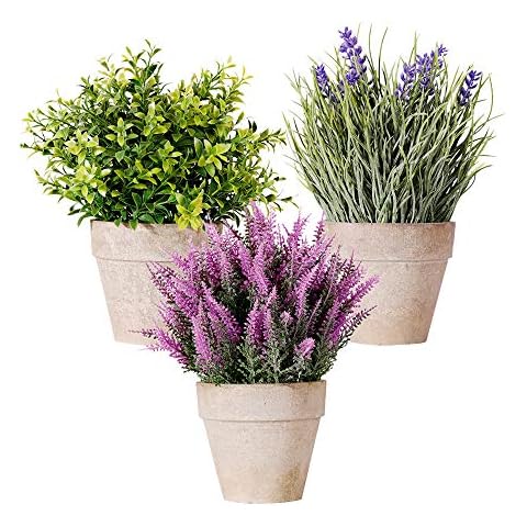 New rui cheng Pflanze Künstliche, Kunstliche Pflanzen Mini Kunstpflanzen Gefälschte Künstliche wie Echt Lavendel Blumen Pflanze 3 Stück Kleine Cover