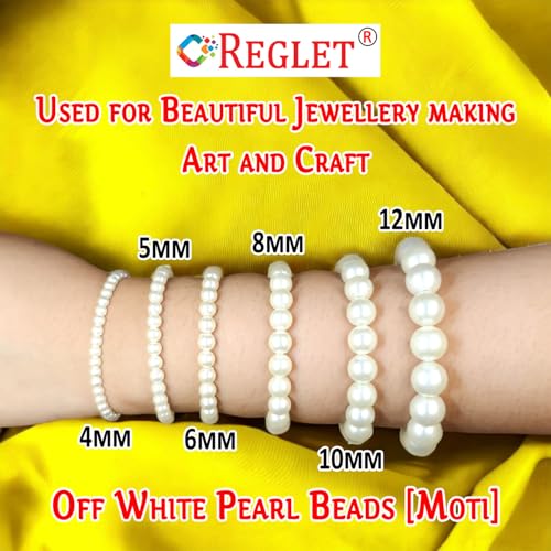 Image of 1600 Pcs Off White Beads for Bracelet Making Kit - 6 mm - Beads for Jewellery Making Kit - Pearls for Craft - 200g