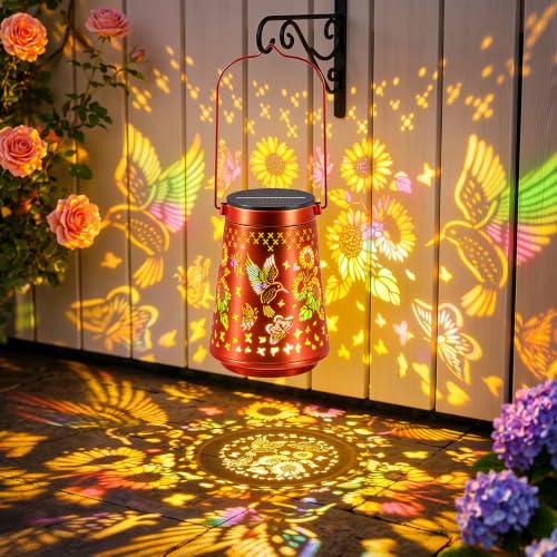 GEARLITE Solarlampen f&uuml;r Au&szlig;en H&auml;ngend mit Bunte Kolibri-Sonnenblumen