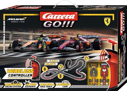 Carrera GO!!! Super Formula Wireless F1 Set 1:43 Scale 5.3 Metres With Oracle Red Bull Racing RB21 M. Verstappen No.1 (2025) and McLaren Formula 1 Team L. Norris No.4 (2025) from 6 Years+