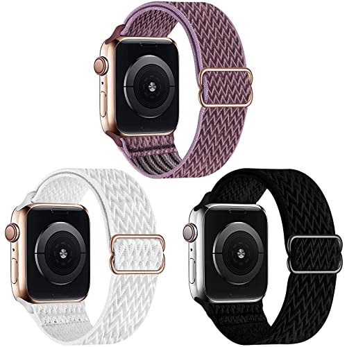Fengyiyuda 3 Pack Solo Loop Kompatibel mit Apple Watch Armband 38mm 40mm 41mm 42mm 44mm 45mm 49mm,Nylon Ersatz Sport Armband für Ultra iWatch Series 8/7/6/SE/5/4/3/2/1 Cover