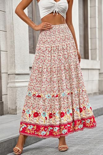 Image of CFLONGE Summer Maxi Skirts for Women 2026 Trendy Floral A Line Boho Skirt