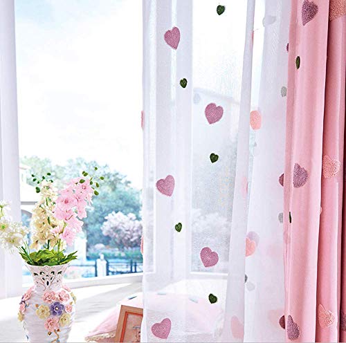 GJXY Cortina de Amor Rosa para niña Habitación de bebé Cortinas de Cortinas de Dibujos Animados Telas Transparentes para Cortina de Tratamiento de Dormitorio,Tullehook,W150XH180CM