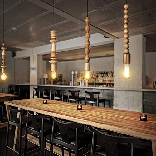 Lustre créatif en bois art E27 suspendu au-dessus du bar