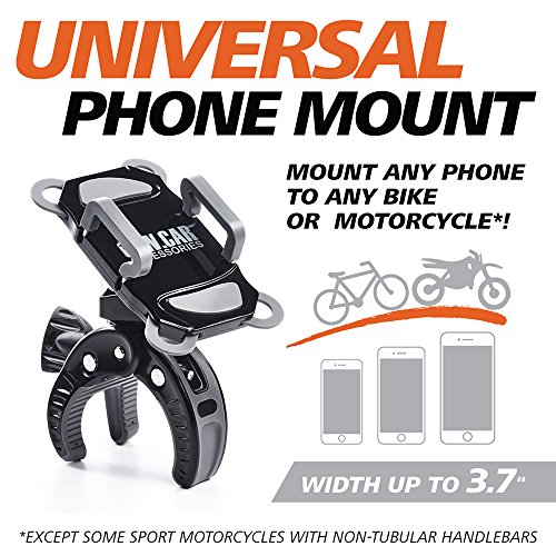 Image of Bike & Motorcycle Phone Mount - For iPhone 16 (15, Xr, SE, Max /Plus), Galaxy S22 or any Cell Phone - Universal ATV, Mountain & Road Bicycle Handlebar Holder. +100 to Safeness & Comfort