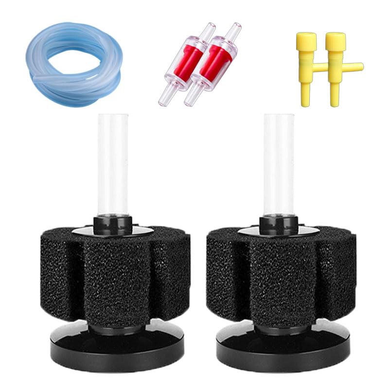 Image of Aquarium Sponge Filter Fish Tank bio Biochemical Betta Shrimp Nano Filter with Airline Tubing (S up to 7Gal 2 Pcs)