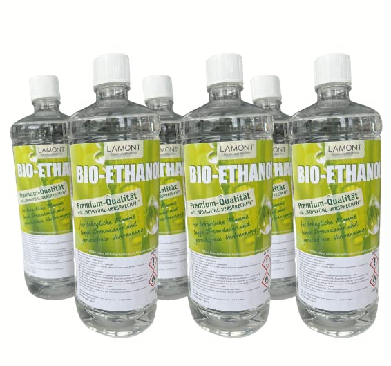Bioethanol 6 x 1 Liter von LAMONT® für Ethanol Tischkamin Ethanol...