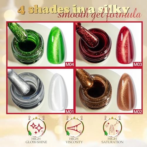 Kit de esmaltes gel magnéticos Cat Eye 4 colores 15ML miniatura 3