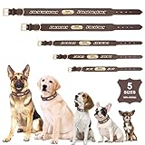 Didog Hundehalsbänder aus echtem Leder, exquisites geflochtenes Leder, personalisiert mit graviertem breitem Namensschild, verstellbare und langlebige Hundehalsbänder für mittelgroße Hunde, braun, XL