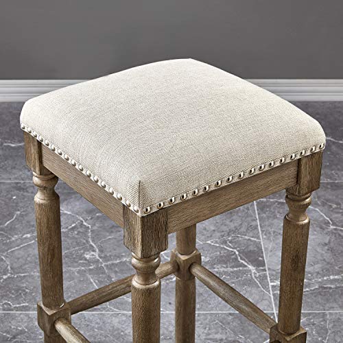Ball & Cast Counter Height Barstool Upholstered Counter Stool Weathered Oak Finish 2-Pack 26" H - Image 7