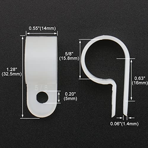 Image of BAOMAIN 5 /8-Inch R-Type Cable Clamps, 500-Pack Wire Nylon Wire Management Clips, UC-4 Screw-On Cord Fasteners for Home, Office, and Industrial Use
