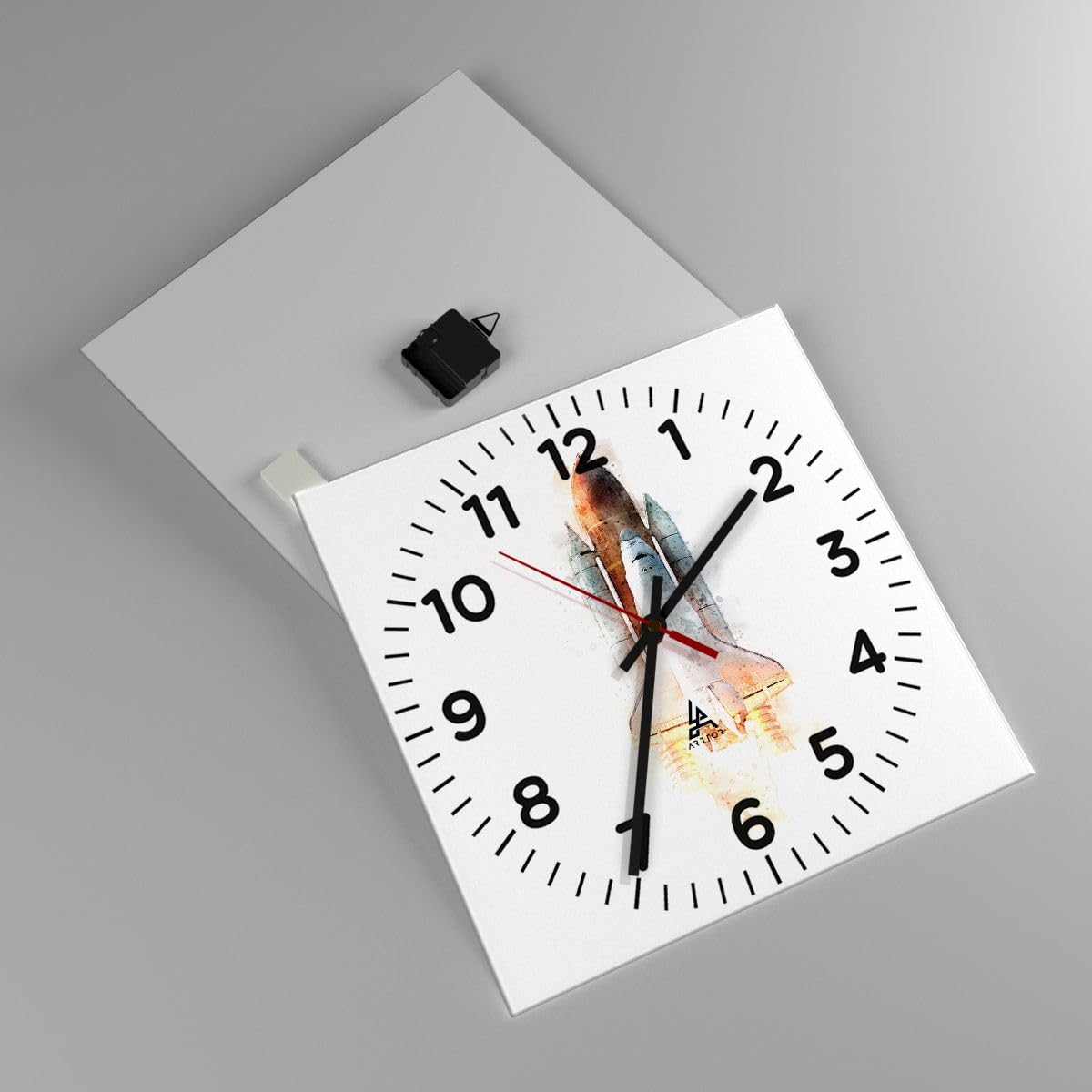 Moderno Reloj de Vidrio 40x40cm Cuadrado Decorativo Infantil Espacio - 5903