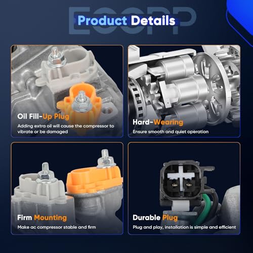 Image of ECCPP A /C Compressor with Clutch 2017-2019 Fit for Ford Escape 2.0L 2017-2019 Fit for Lincoln MKC 2.0L 2.3L Fast Cooling AC Compressor