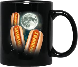 Three Glizzy Moon Funny 3 Howling Hotdogs Cursed Meme Ceramic Coffee Mug