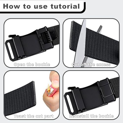 1.5" Tactical Ratchet Belt for Men, Adjustable Nylon Stretch Strap, Trim to Fit 27"-52" Waist (124cm/150cm)4