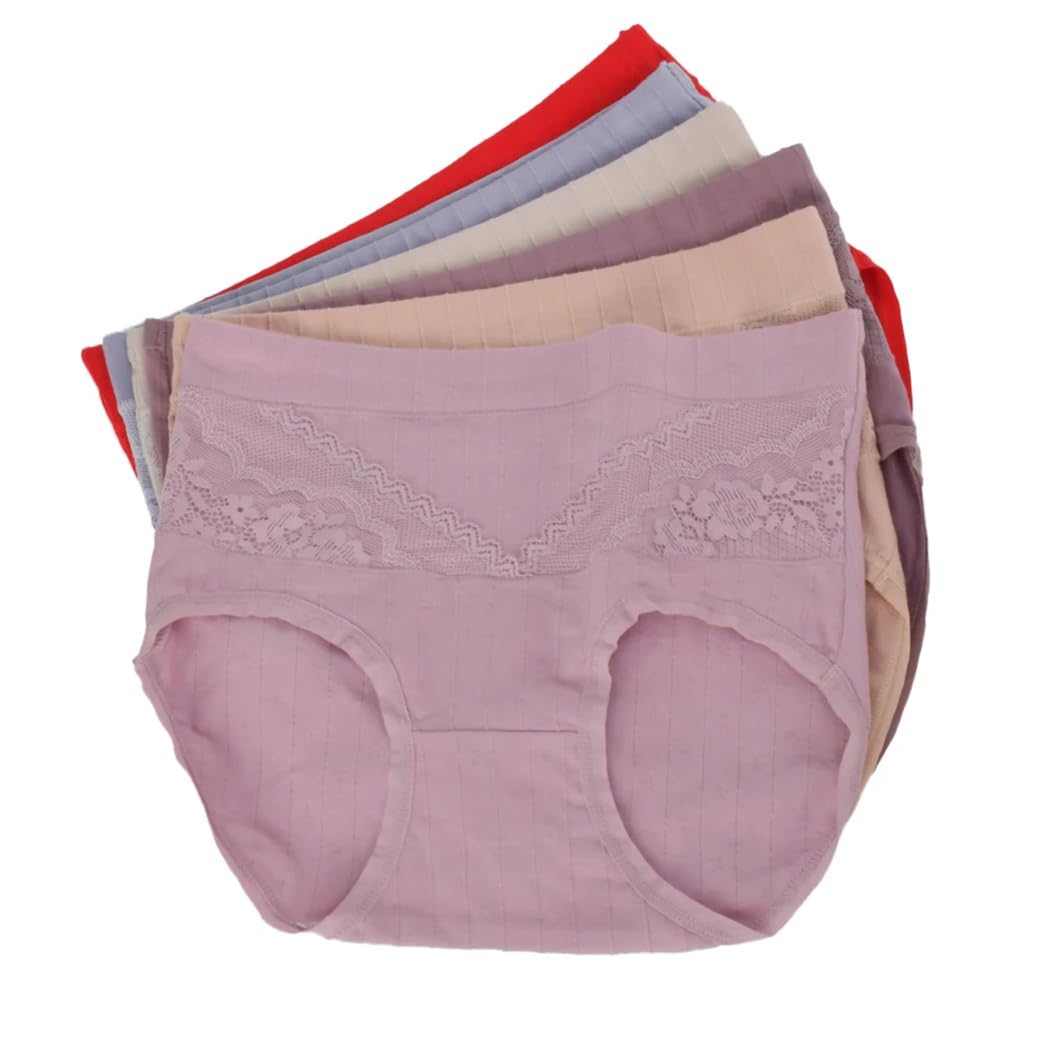 Mutandine da donna in cotone a vita alta a triangolo con decorazione in pizzo traspirante elasticizzato