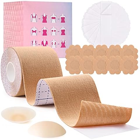 CMTOP Adhesivo Sujetador Push Up Sin Espalda Tirantes Invisible Silicona Pechos Almohadillas Cover
