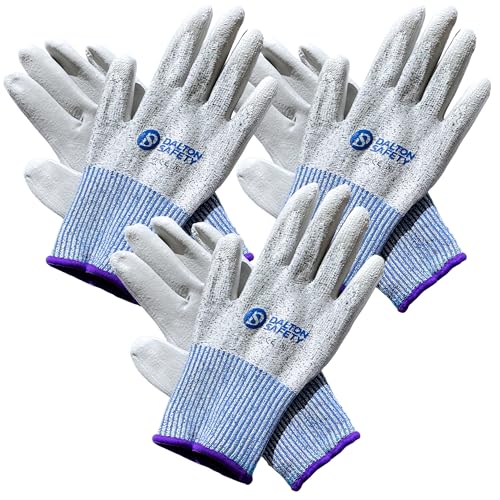Dalton Safety 3 works Of XS Cut Resistant Level 3 Work Gloves, HPPE Knitted Cuff