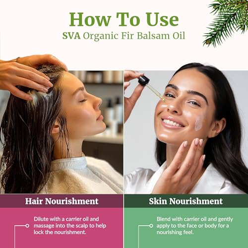 Image of SVA Organic Fir Balsam Essential Oil with Dropper, 4 Fl Oz (118 ml) | Fir Balsam Essential Oil for Diffuser, Room Spray, Home Fragrance, Soap, Candle, Bath Blends & DIY Blending in Glass Bottle