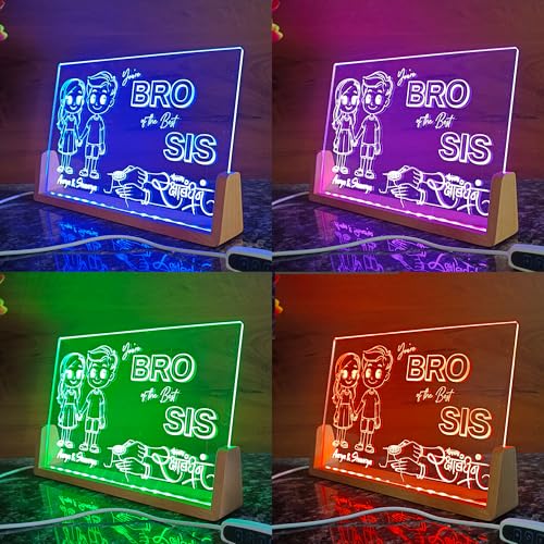 Image of lampees Personalized 3D LED lamp Rakhi Brother Sister Name - Multi Color (U Base)