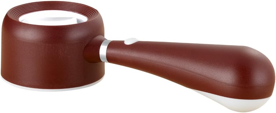 Magnifier G-111-040 40mm Microscope Handheld Magnifying Glass Led Lights Loupe Read Work Repaire Jewelry Diamond 16x5.7x3.7cm (RED)