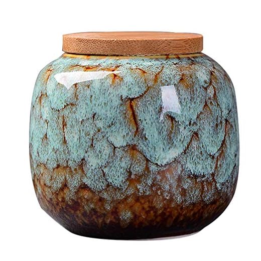 21+ Enchanting Cottagecore Kitchen Ideas to Transform Your Space 6 Gets Traditional/Vintage Chinese Style Ceramic Storage Jars with Bamboo Lid, Tea Tins Cans Canister for Kitchen Spice, Tea, Coffee, Condiment (Light blue)