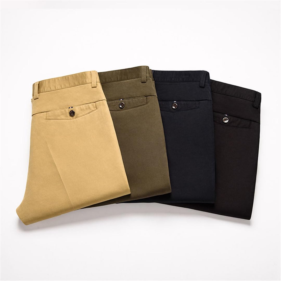 Vogrtcc Pantalones Rectos Holgados De Peso Medio para Hombre, Informales, De Negocios, De Cintura Alta, Elásticos, para Oficina