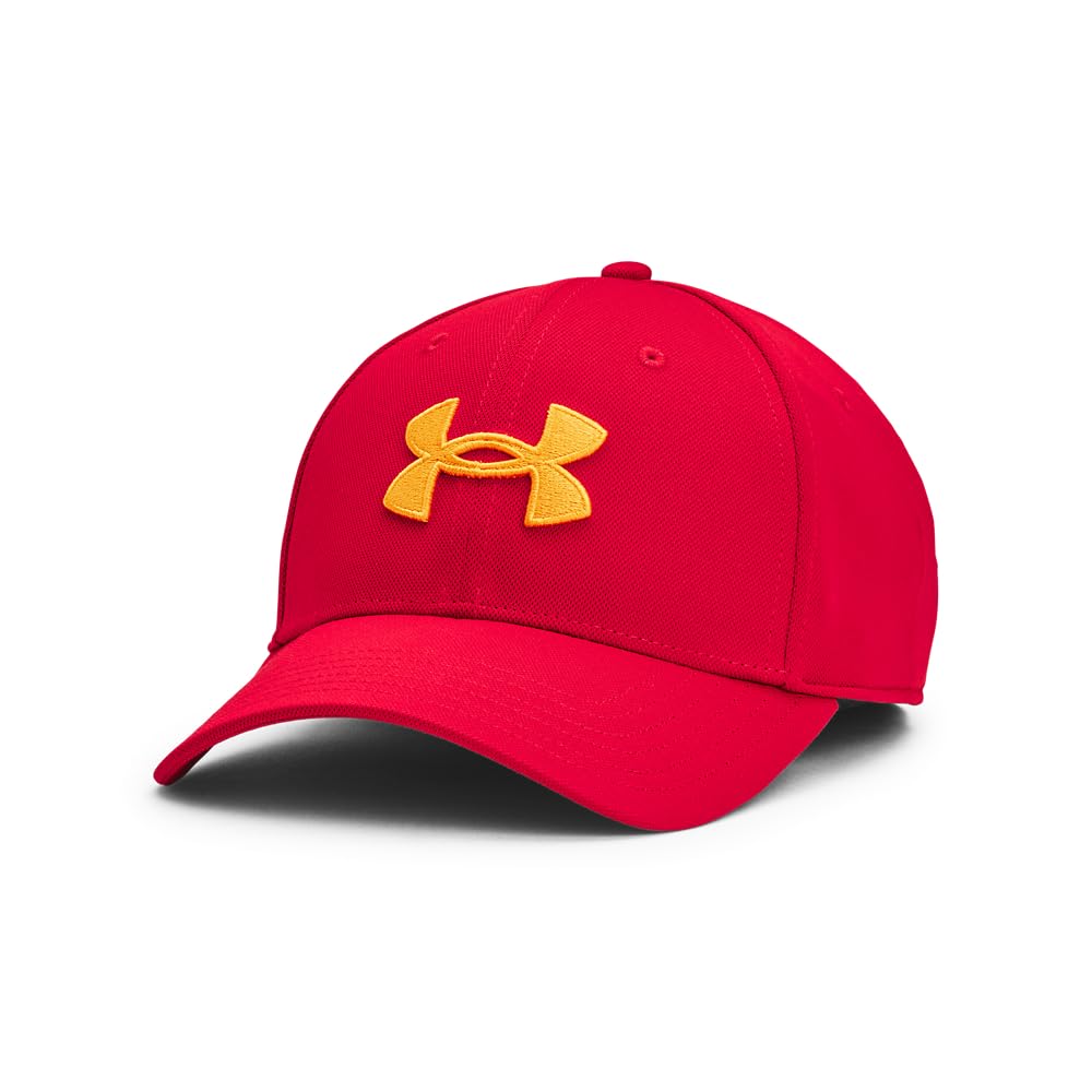Under Armour Men's Blitzing Adjustable Moisture Wicking Baseball Cap, (603) Red/Steeltown Gold, L/XL
