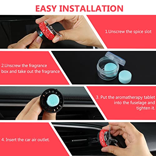 Image of eing Car Air Freshener,Turbo Spinning Car Vent Clip Fragrance Diffuser,Essential oil Air freshener with Bling Diamonds,Stylish Propeller Shape Car Decor (1-Pack,Red)