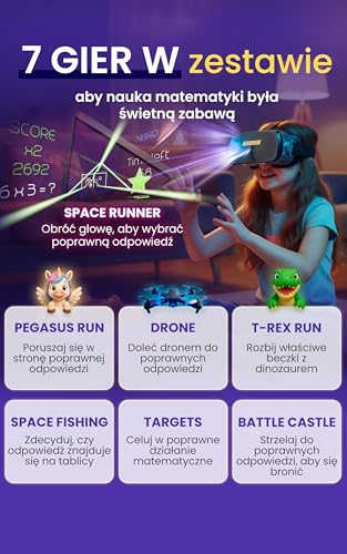 Heromask Gogle VR dla dzieci z edukacyjną grą matematyczną – Nauka tabliczki mnożenia w 3D – Interaktywna zabawka 5-12 lat – Oryginalny prezent